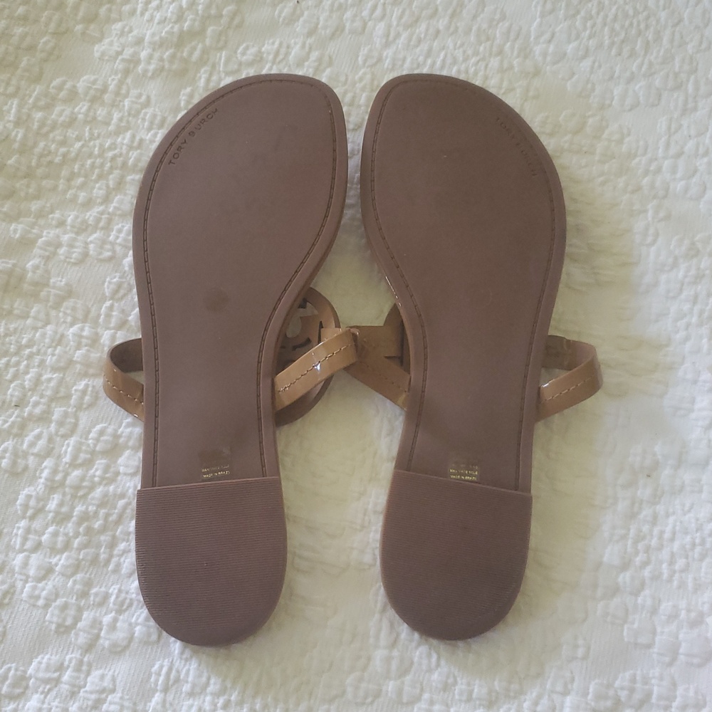 TORY BURCH MILLER SANDALS /SIZE:10 /COLOR:TAN /SHINY - Picture 7 of 14